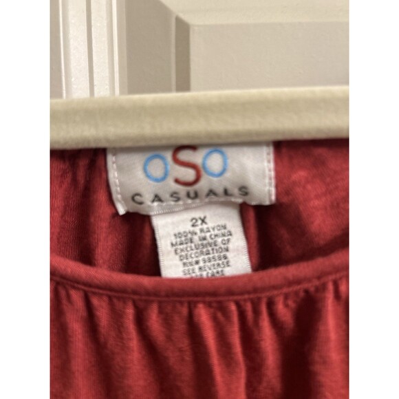 OSO Casuals Bell Sleeve Crocheted & Embroidered Scoop Neck Top Sz 2X Boho Y2K - Picture 7 of 9